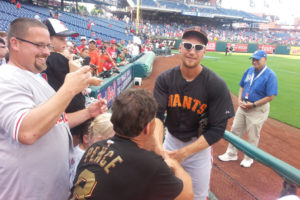 Right fielder Hunter Pence played for both the Philadelphia Phillies and the San Francisco Giants.